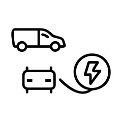 Electric Vehicle Icons – charging station, EV battery, eco-car