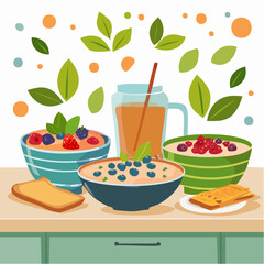 Healthy Breakfast With Berries And Oatmeal