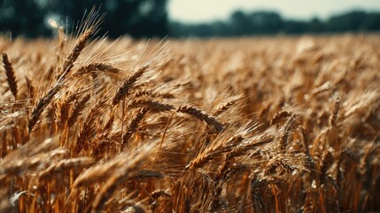 Golden wheat field in sunlight