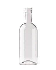 Empty glass bottle isolated on white background