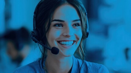 Happy woman with headset