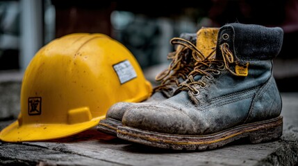 Hard hat and work boots