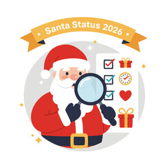 Santa checking delivery list flat icon vector red white green