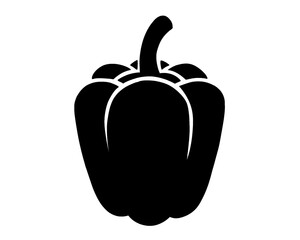 Bell pepper icon, label in silhouette style, simple vegetable icon isolated on white background
