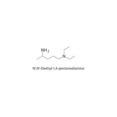 N’,N’-Diethyl-1,4-pentanediamine skeletal structure. Aliphatic diamine compound schematic illustration. Simple diagram, chemical formula.