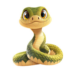 Cartoon snake with big eyes isolated on transparent background