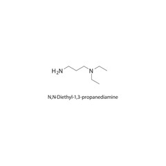 N,N-Diethyl-1,3-propanediamine skeletal structure. Aliphatic diamine compound schematic illustration. Simple diagram, chemical formula.