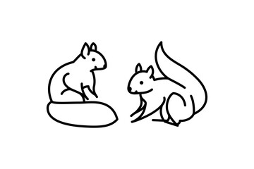 Squirrel black line icon design template, logo isolated on white background