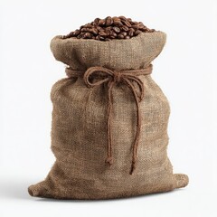 Burlap sack filled with coffee beans