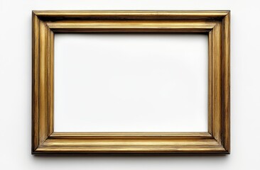 Fototapeta premium Elegant gold picture frame on a white background, perfect for enhancing art displays or photographs in various interior design settings and exhibitions.