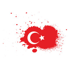 Türkiye Flag Grunge Brush Stroke Transparent Background Vector