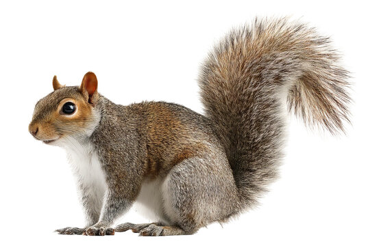 High‑resolution full‑body squirrel PNG cutout on seamless transparent background for wildlife branding, children’s educational graphics, forest‑themed designs, e‑commerce mockups