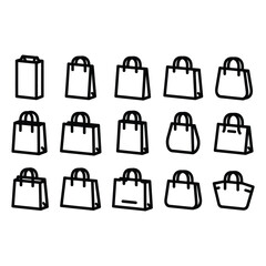 Fototapeta premium Black Shopping Bag Icons on White Background bags