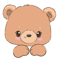 Cute teddy bear vector hand drawn illustration cute print design for kids