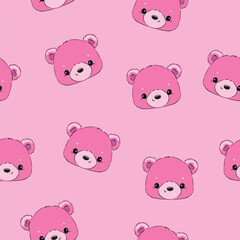 Cute Teddy Bear pattern seamless, vector illustration Hand Drawn Cute print design
