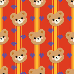 seamless pattern with teddy bears and hearts