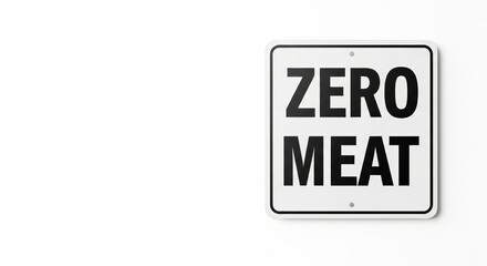 Fototapeta premium Zero meat sign displayed on a white background 