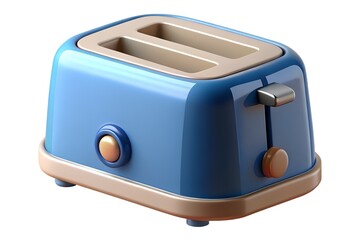 Retro blue two slice toaster with cream accents and lever