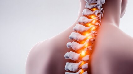 Fototapeta premium Lumbar Spine Anatomy: A close-up, medical-grade illustration of the human spine highlighting the intricate structure of the vertebral column.