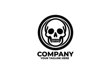 Monochrome Skull Minimalist Logo