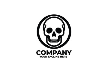 Monochrome Skull Minimalist Logo