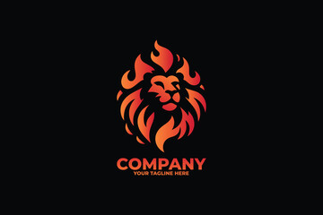 Minimalist Modern Lion Fire Logo