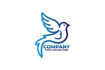 Minimalist Blue of Flying Bird