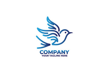 Modern Blue Bird Flat Design Logo