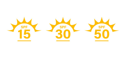 SPF Sun Protection Factor Icons Set 15, 30, 50