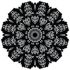 Black And White Mandala Flower. Beautiful mandala design for coloring book, lace, swirl, henna, tattoo, logo, frame, card, pattern, background and  wallpaper. 