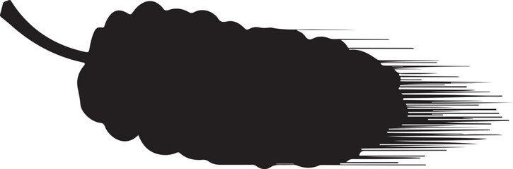 Black silhouette of a leaf with a stem and horizontal lines nature