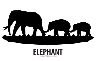 Elephant silhouette vector illustration: wild mammal design with black trunk icon
