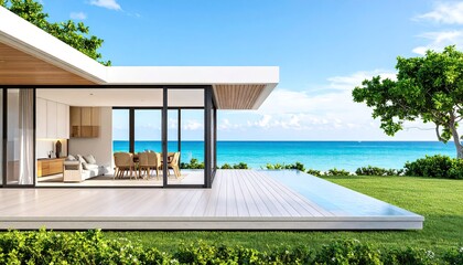 Modern beachfront house exterior