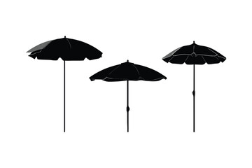 silhouette set of beach umbrellas with different angles