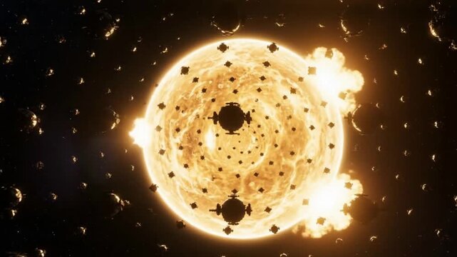 Dyson Swarm Around Star Orbital Collectors Reflecting Solar Energy