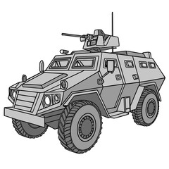 Armored vehicle with turret and gun military transport © RABBY