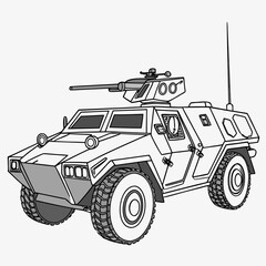 Armored vehicle with turret and antenna military transport © RABBY