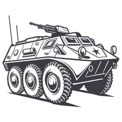 Armored vehicle with turret and star emblem military transport © RABBY