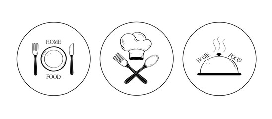 Cafe home cooking or chef logo design concept. Food Cooking logo vector. Cooking logo and poster templates.