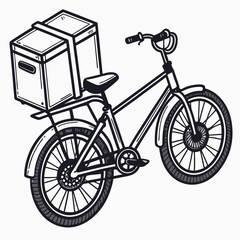 Black and white delivery bicycle with cargo box transportation