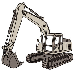 Beige excavator construction machine heavy equipment