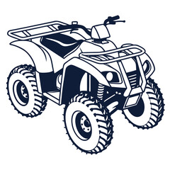 Naklejka premium Dark blue A T V on white background quad bike all terrain vehicle