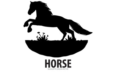 Graceful black silhouette of a running horse, an isolated vector illustration capturing the essence of equestrian sport and wild nature
