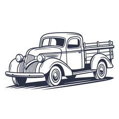 Antique pickup truck illustration vintage retro