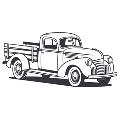 Classic pickup truck silhouette vintage retro