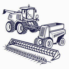 Combine harvester and cutting header with wheat agricultural machinery