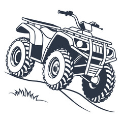 Dark blue A T V on white background all terrain vehicle
