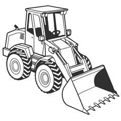 Fototapeta premium Heavy construction loader vehicle with large bucket and tires heavy equipment industrial