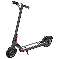 Electric scooter with black handlebars and red accents
