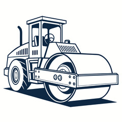 Dark blue road roller vehicle compactor construction vehicle
